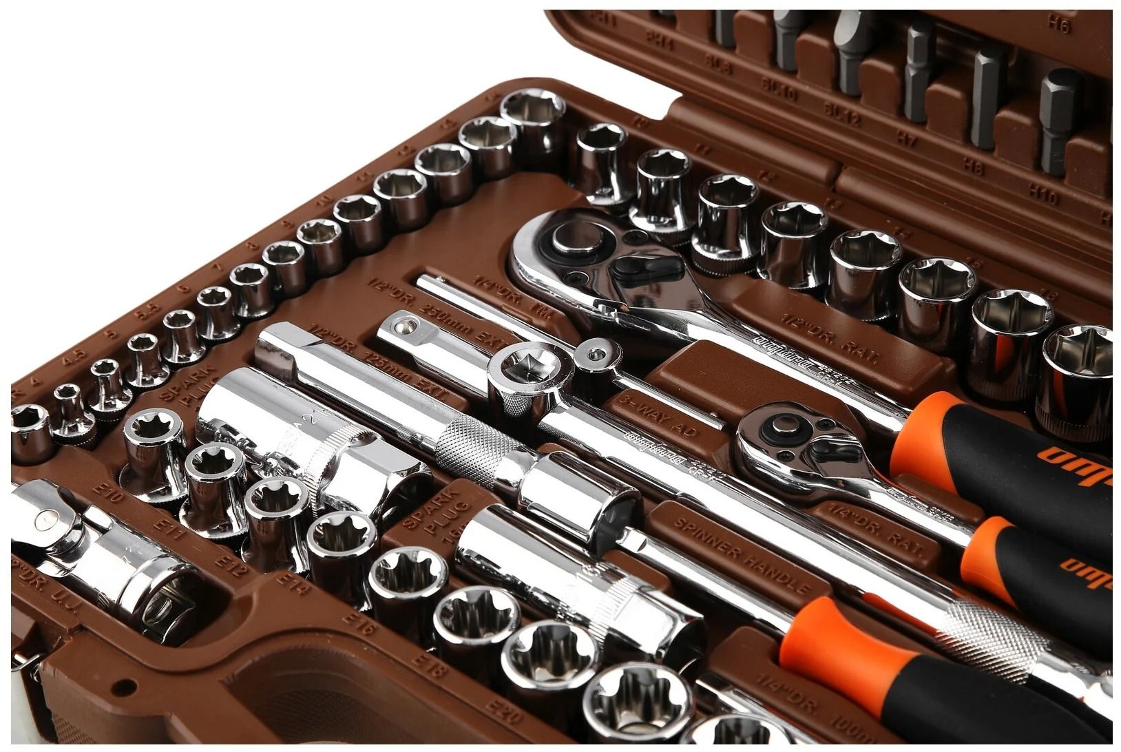 Универсальный набор инструмента 1/4", 3/8" и 1/2"DR Ombra OMT108S, 108 штук - фото